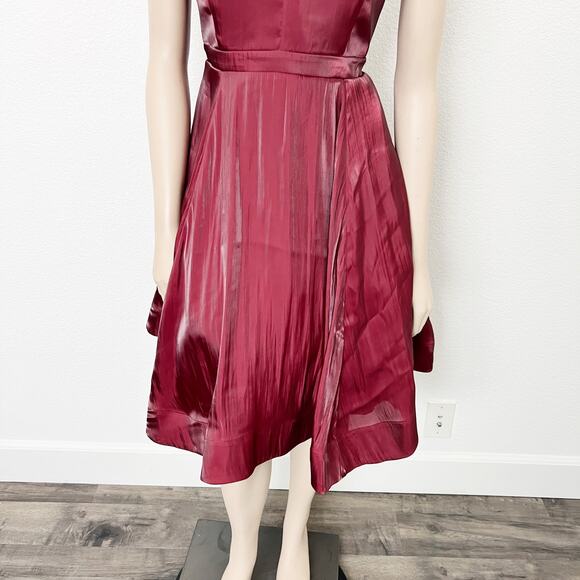 [Torrid] Red Liquid Look Taffeta Satin Fit & Flare Dress Pockets Sweetheart 14 - Picture 6 of 13